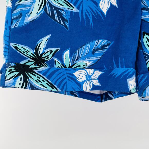 APT 9 Torie Blue White Green Floral Cotton Pockets Cuffed Mid-rise Shorts 4 - Picture 5 of 13